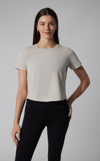 2 PK Airlite Cotton Boxy Cropped Short Sleeve Tee