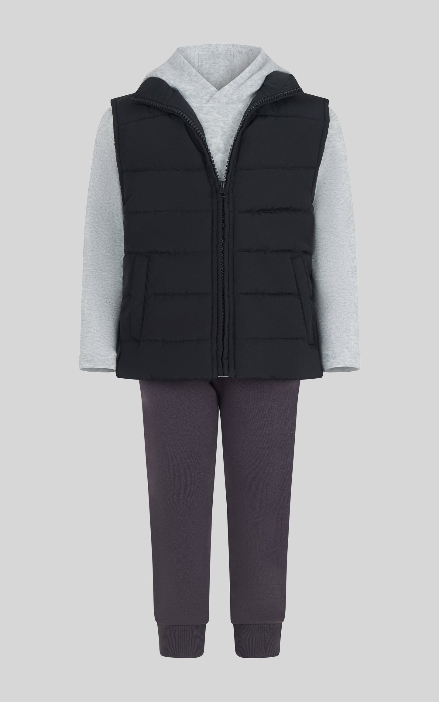 Toddler Boys 3 PC Puffer Vest & Hoodie & Jogger Set