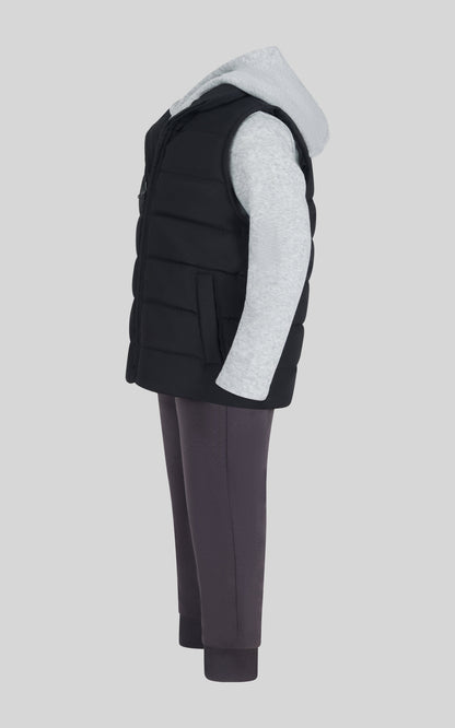 Toddler Boys 3 PC Puffer Vest & Hoodie & Jogger Set