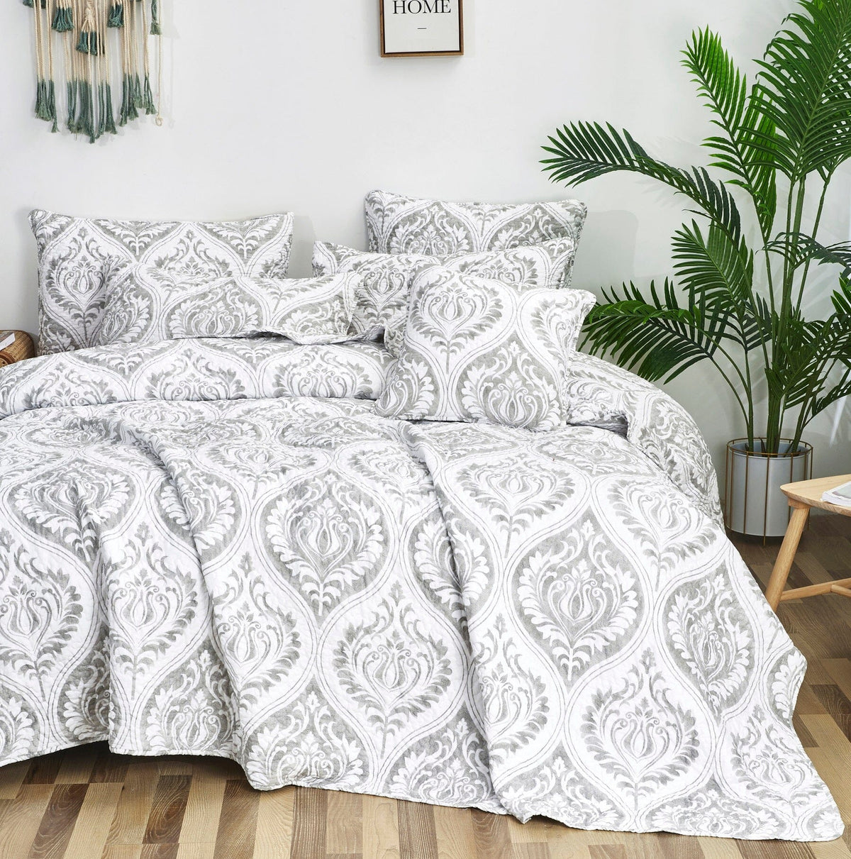 Tache Paisley Damask Matelasse Austere Grey Moon Sky Pillow Sham (TB300-199)
