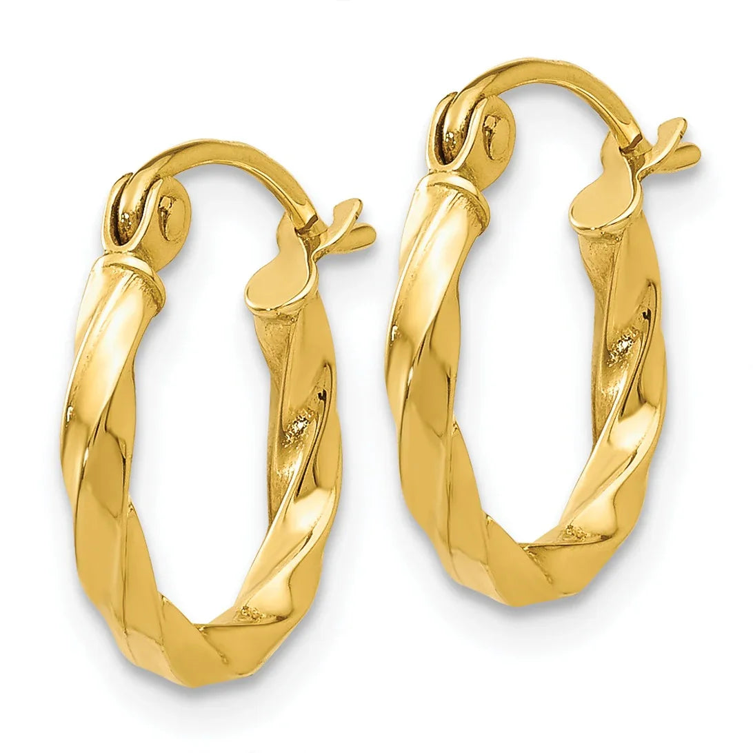 Twisted 14k Gold Hoop Earrings