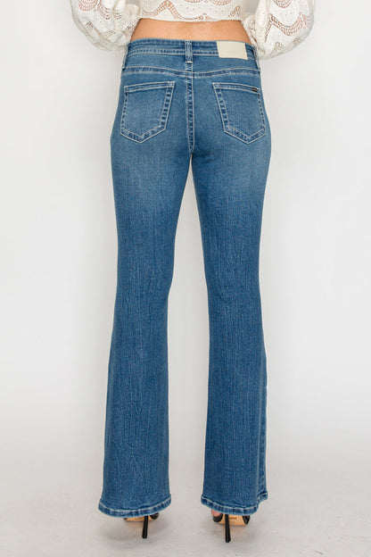 Stevie Tummy Control High Rise Slim Flare Jeans (Medium Wash)
