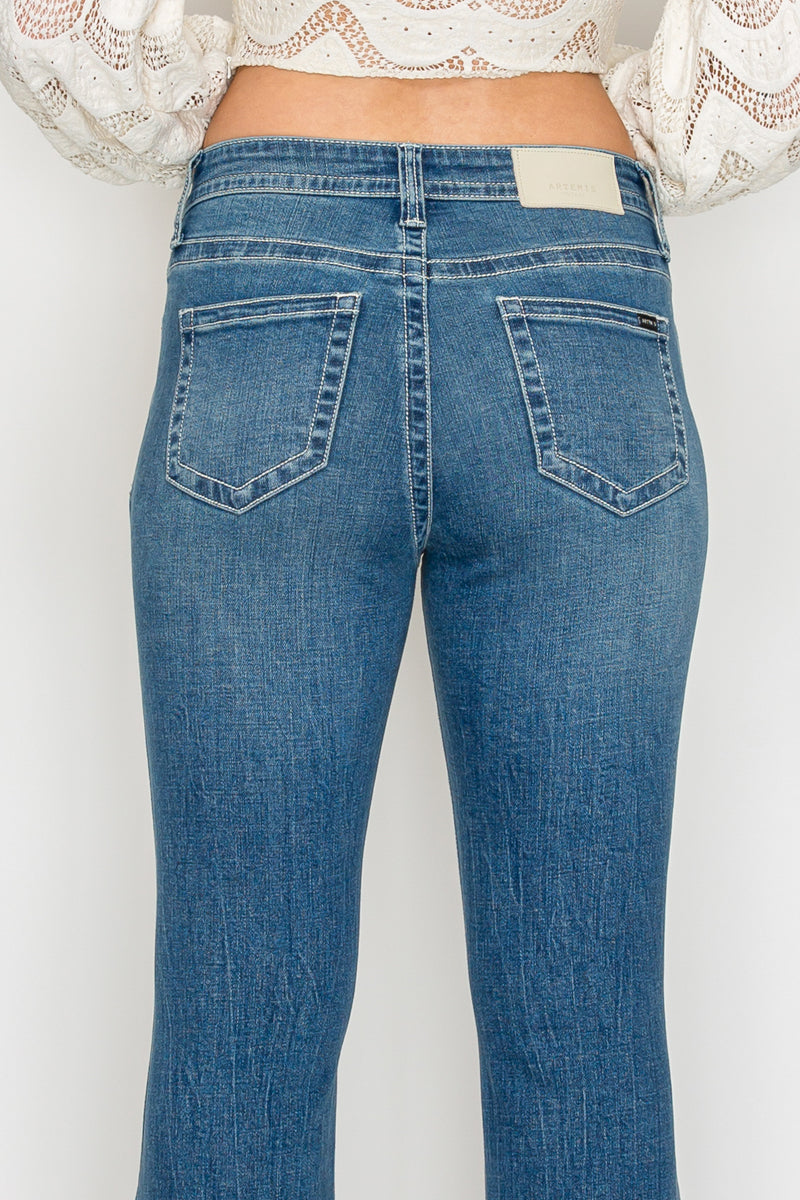 Stevie Tummy Control High Rise Slim Flare Jeans (Medium Wash)