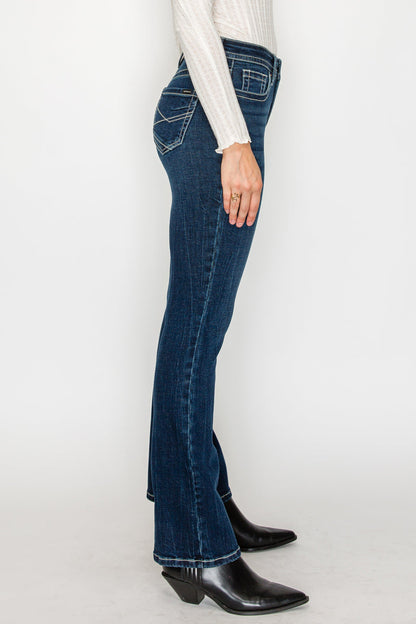Stevie Tummy Control High Rise Slim Flare Jeans (Dark Wash)
