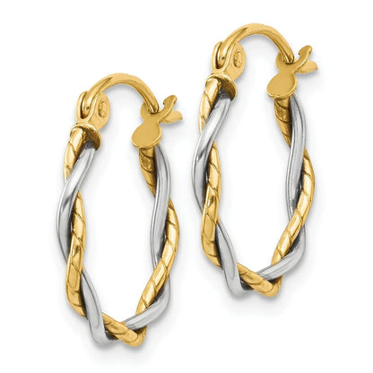 14K Gold Two-Tone Twisted Hoop Earrings