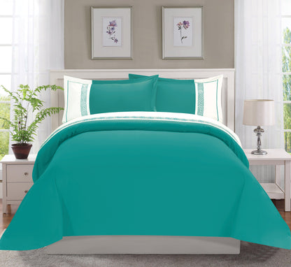 Elegant Comfort 3-Piece Greek Embroidered Duvet Cover Set