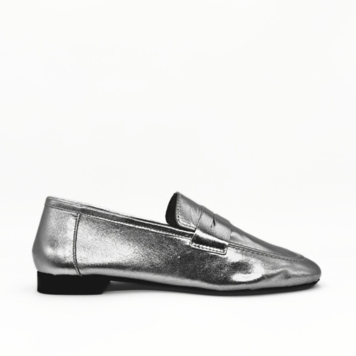 The Tennis Leather Loafer - Silver