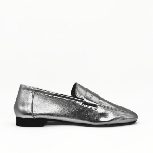 The Tennis Leather Loafer - Silver