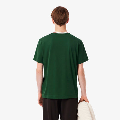 Lacoste Made in France Stripe Neck Tee - Green
