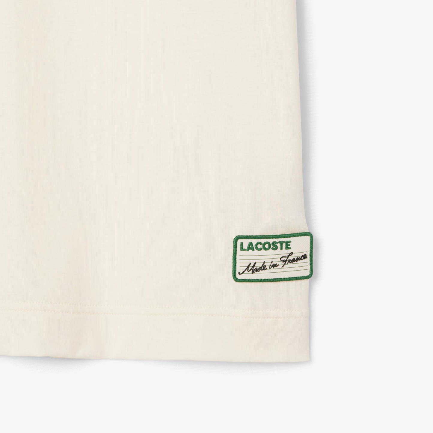 Lacoste Made in France Stripe Neck Tee - Cream