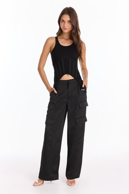 Kiara Garter Tank - Black