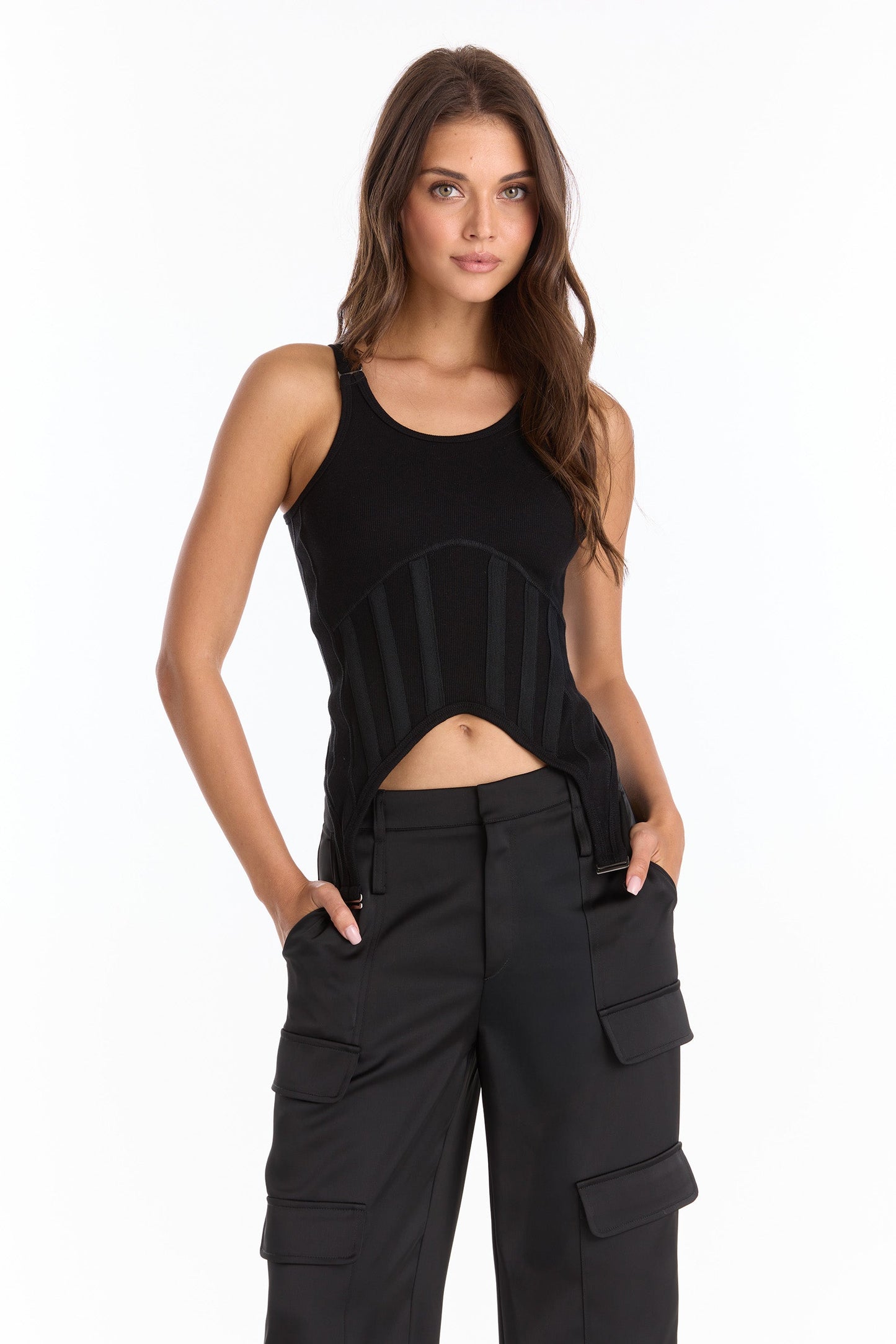 Kiara Garter Tank - Black