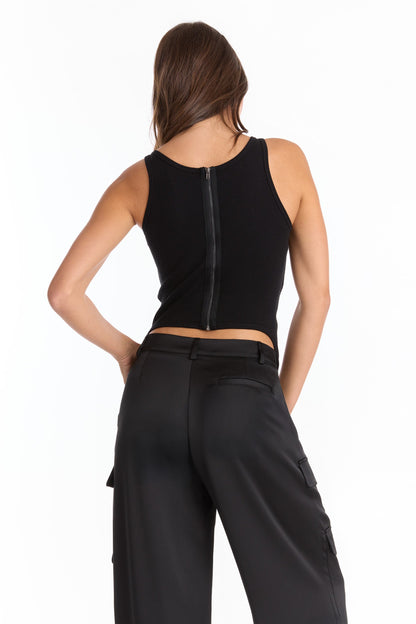 Kiara Garter Tank - Black