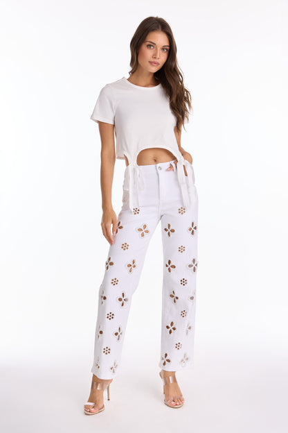 Diana Satin Bow Shirt - White