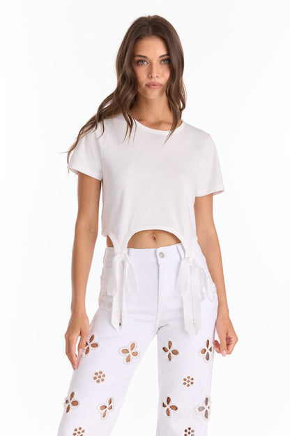 Diana Satin Bow Shirt - White