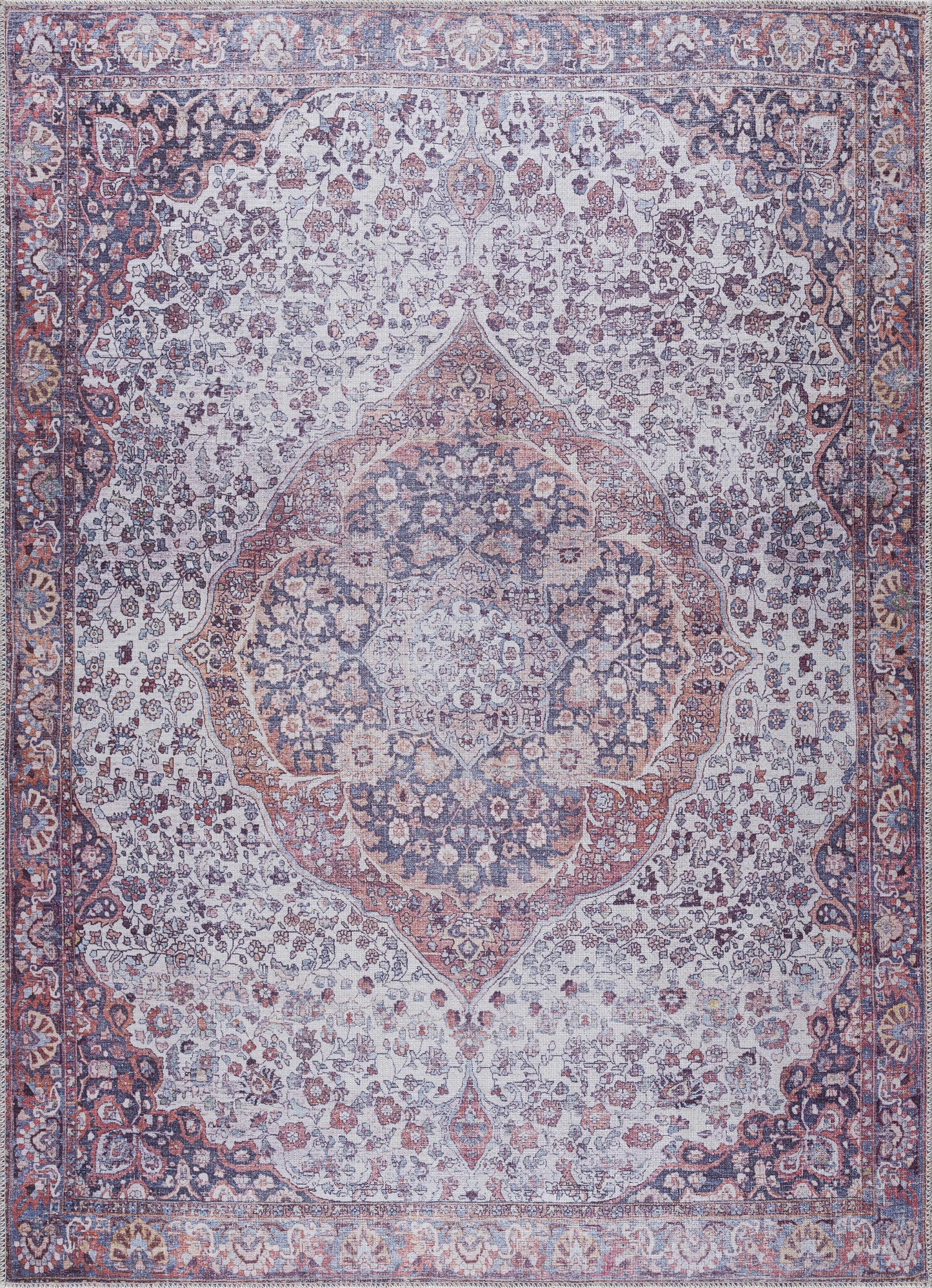 Red Cael Tumble Dry Washable Rug - Clearance