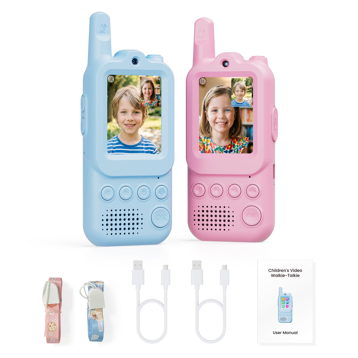 Contixo TK2 Kids Video Walkie Talkies With Camera (2 Pack) - 2.0” Screen Video Intercom, Voice & Photo Messaging, Kids 2-Way Radio With Emojis & Games, Rechargeable 2.4G Walkie Talkies for Boys & Girls Ages 3+