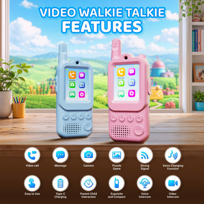 Contixo TK2 Kids Video Walkie Talkies With Camera (2 Pack) - 2.0” Screen Video Intercom, Voice & Photo Messaging, Kids 2-Way Radio With Emojis & Games, Rechargeable 2.4G Walkie Talkies for Boys & Girls Ages 3+