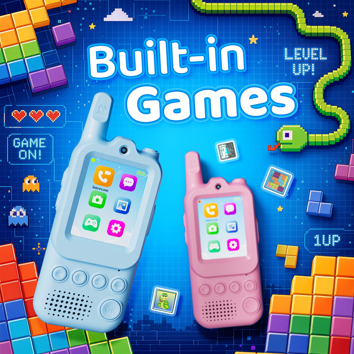Contixo TK2 Kids Video Walkie Talkies With Camera (2 Pack) - 2.0” Screen Video Intercom, Voice & Photo Messaging, Kids 2-Way Radio With Emojis & Games, Rechargeable 2.4G Walkie Talkies for Boys & Girls Ages 3+