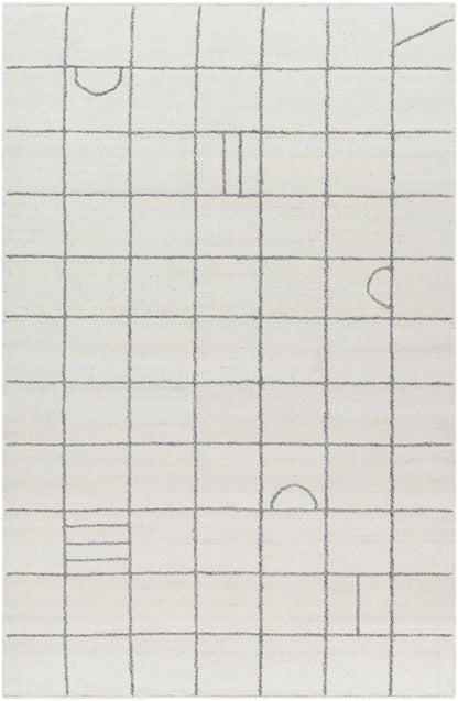 Tieve Black & White Grid Wool Rug