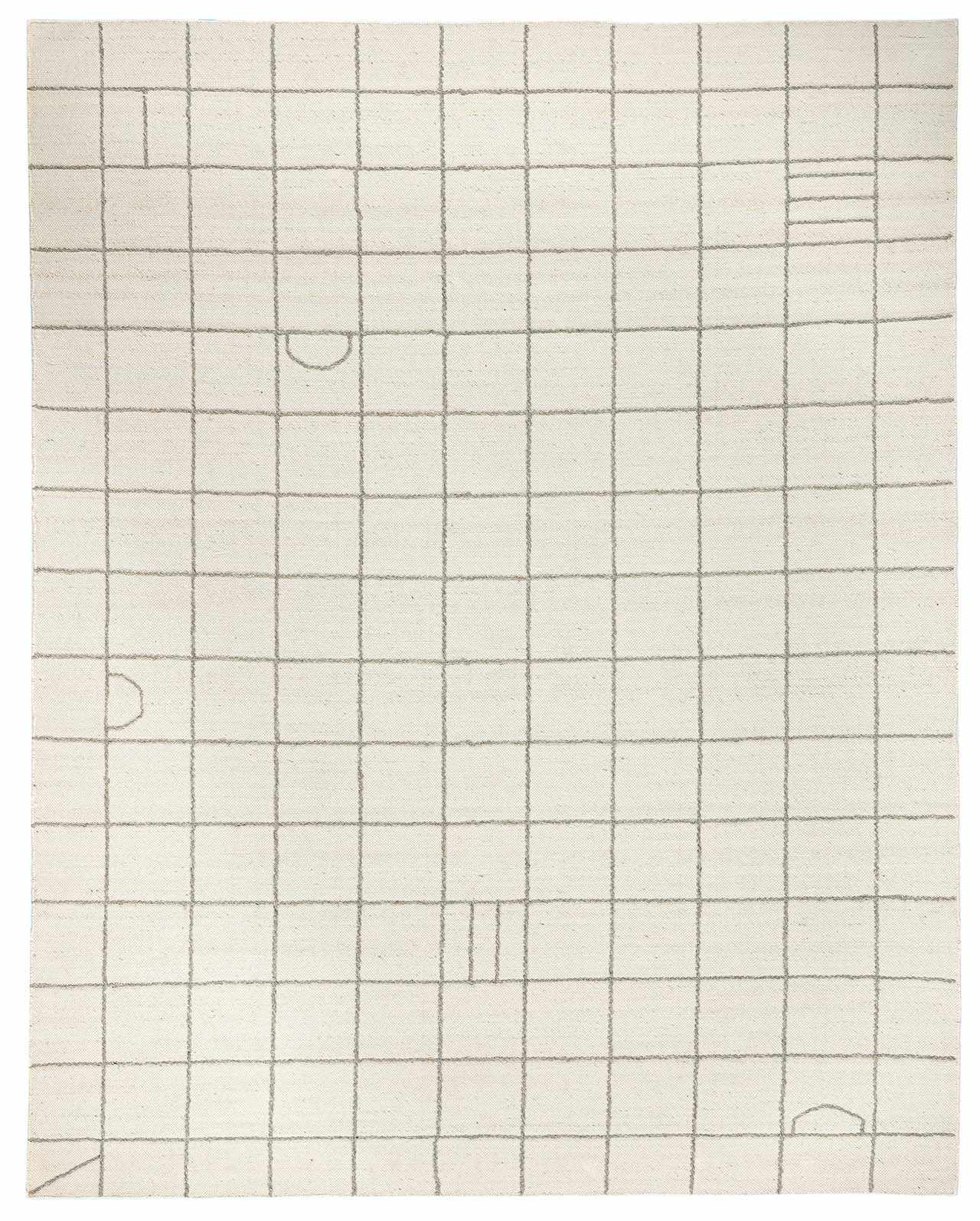 Tieve Black & White Grid Wool Rug