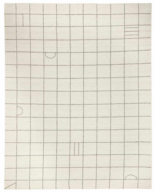 Tieve Black & White Grid Wool Rug