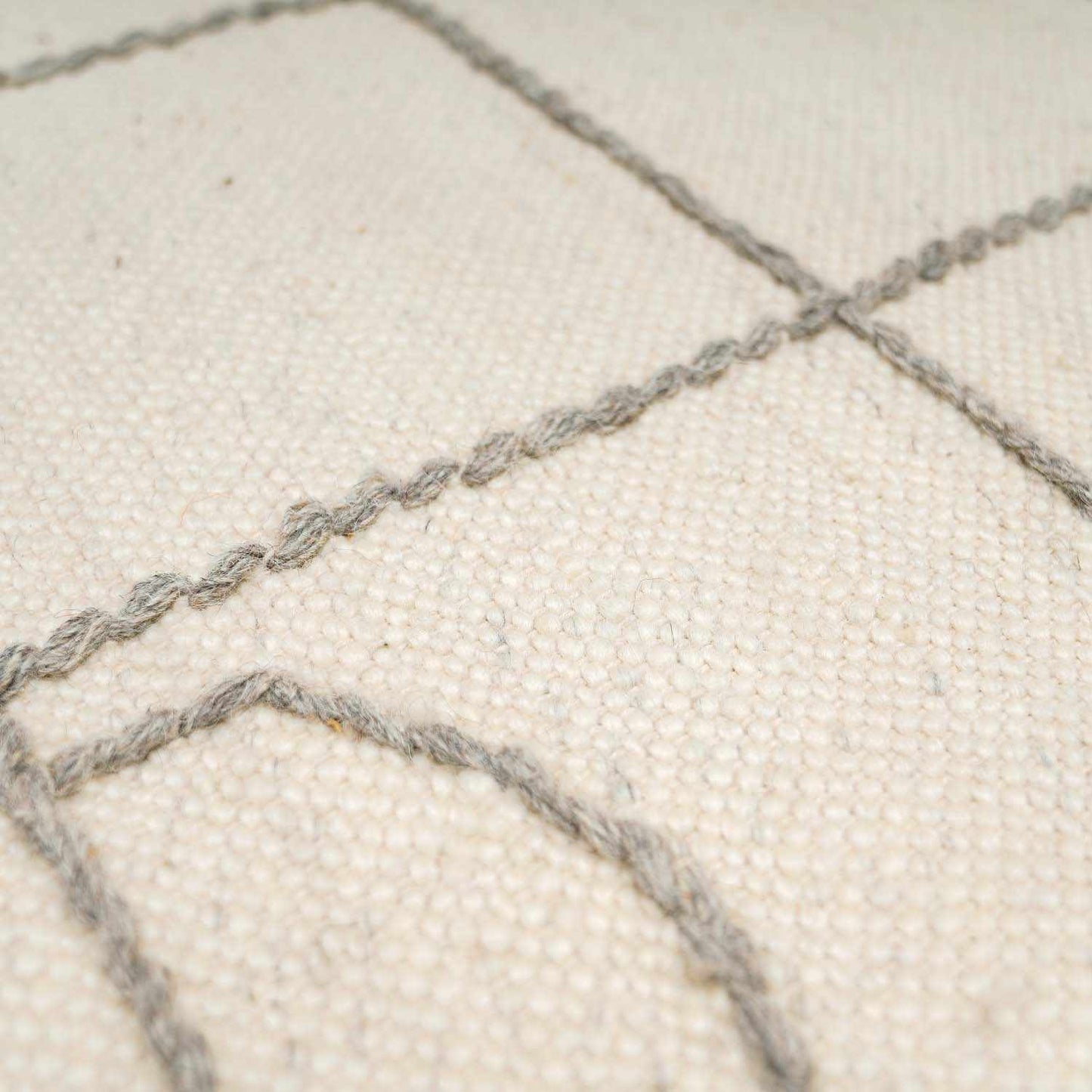 Tieve Black & White Grid Wool Rug