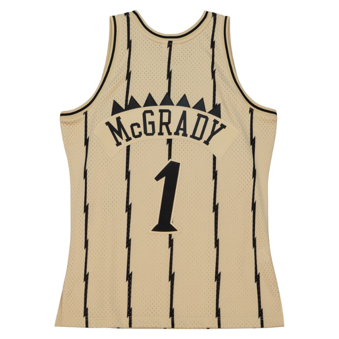 Men's Mitchell & Ness Khaki Black Swingman Jersey Raptors 1998 Tracy Mcgrady