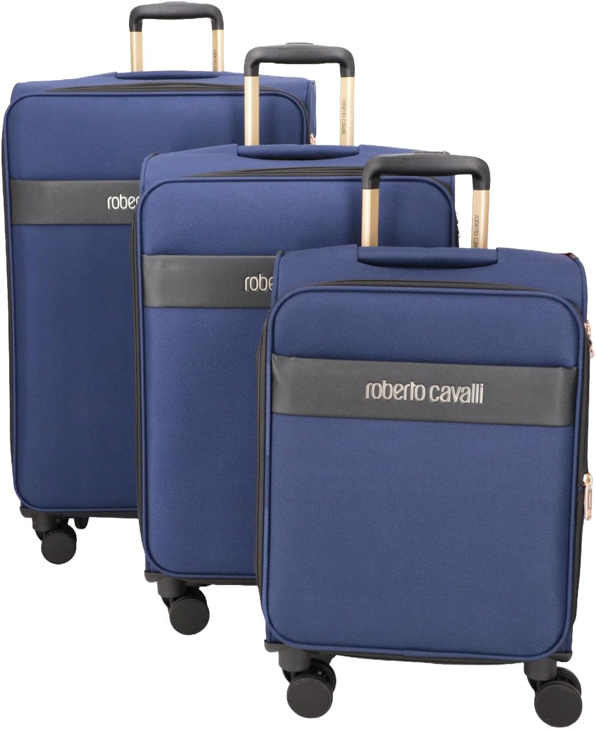 ROBERTO CAVALLI 3-Piece Softside Spinner Luggage Set – Luxury Carry-On & Checked Suitcases