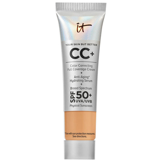 IT Cosmetics CC+ Cream Full Coverage Foundation SPF 50+: Hydrating, Color Correcting, Anti-Aging & Sunscreen - Natural Finish