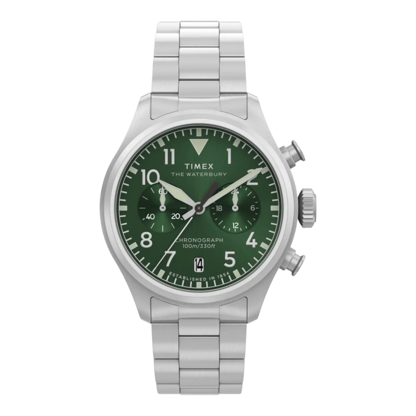 TIMEX WATERBURY ACE CHRONOGRAPH 41MM STAINLESS STEEL BRACELET WATCH