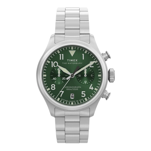TIMEX WATERBURY ACE CHRONOGRAPH 41MM STAINLESS STEEL BRACELET WATCH
