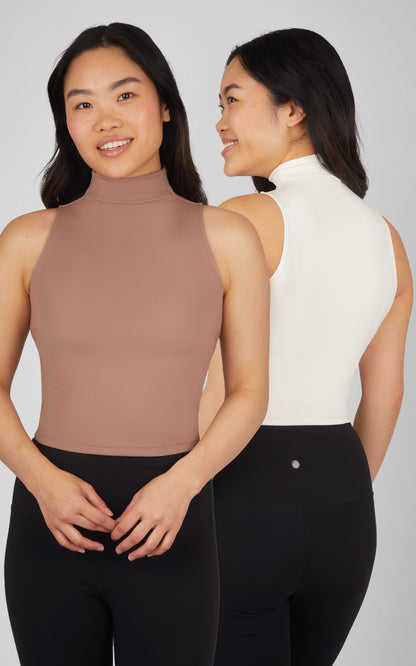 2 PK Ribbed Mock Neck Tank