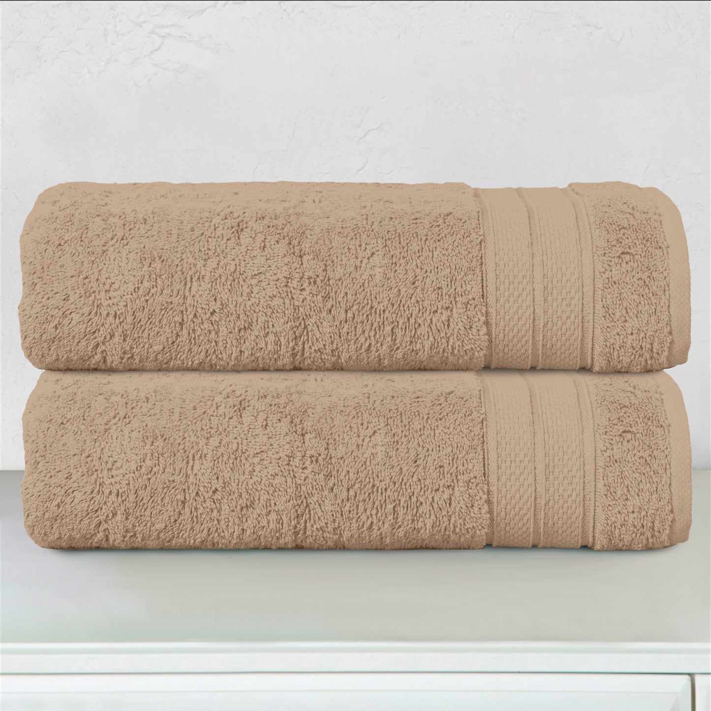 Elegant Comfort 2-Piece Turkish Cotton Three Line Popcorn Bath Towel Set, 27 x 54 inch