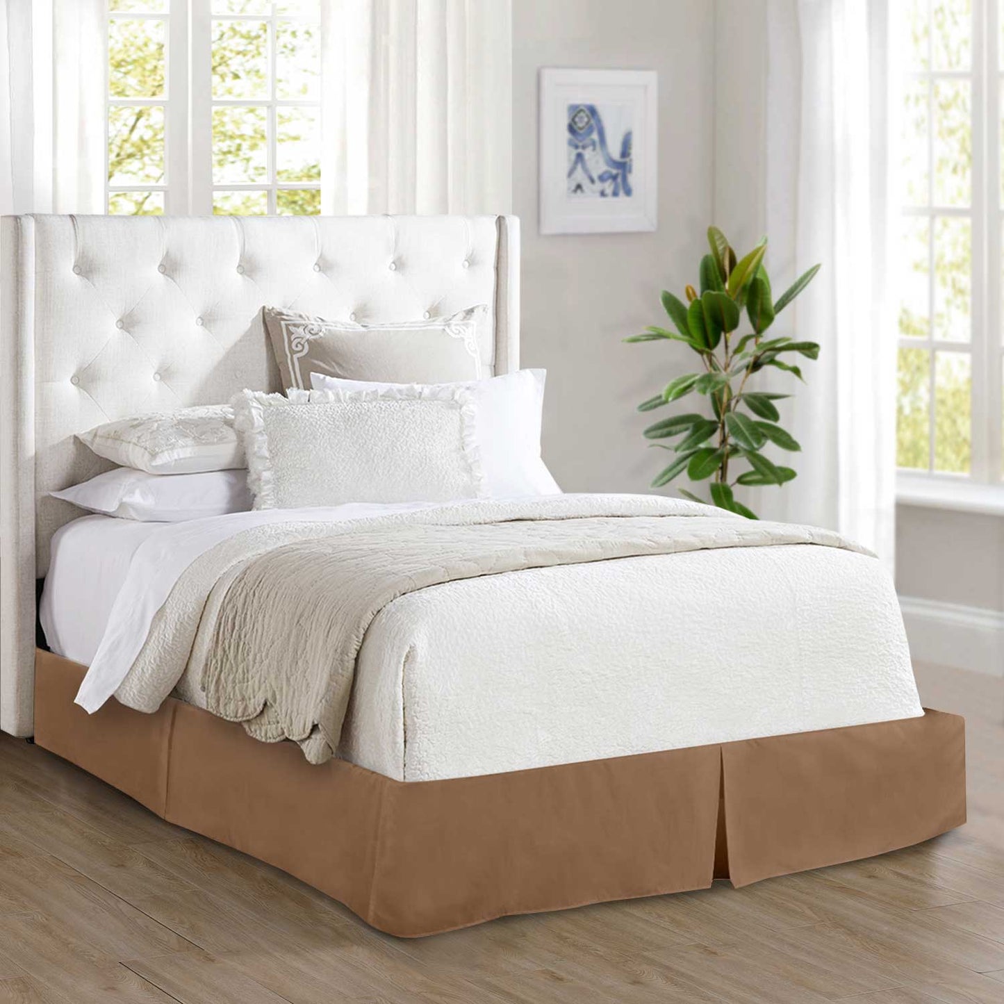 Mocassi 1-Piece Solid Bed Skirt, Quality Design and Expertly Tailored, Luxury 1500 Series Wrinkle & Fade Resistant