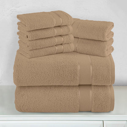 Elegant Comfort 8-Piece Turkish Cotton Towel Set, 4 Washcloths, 2 Hand Towels and 2 Bath Towels