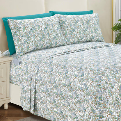 Elegant Comfort 6-Piece Paisley Printed Pattern - Soft as a Hotel Premium Quality Sheet Set