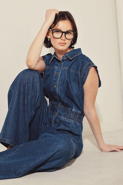 Power Play Denim Jumpsuit