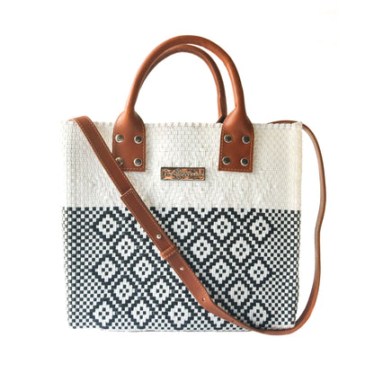 Tin Marin White Large Woven Crossbody Bag - Leather