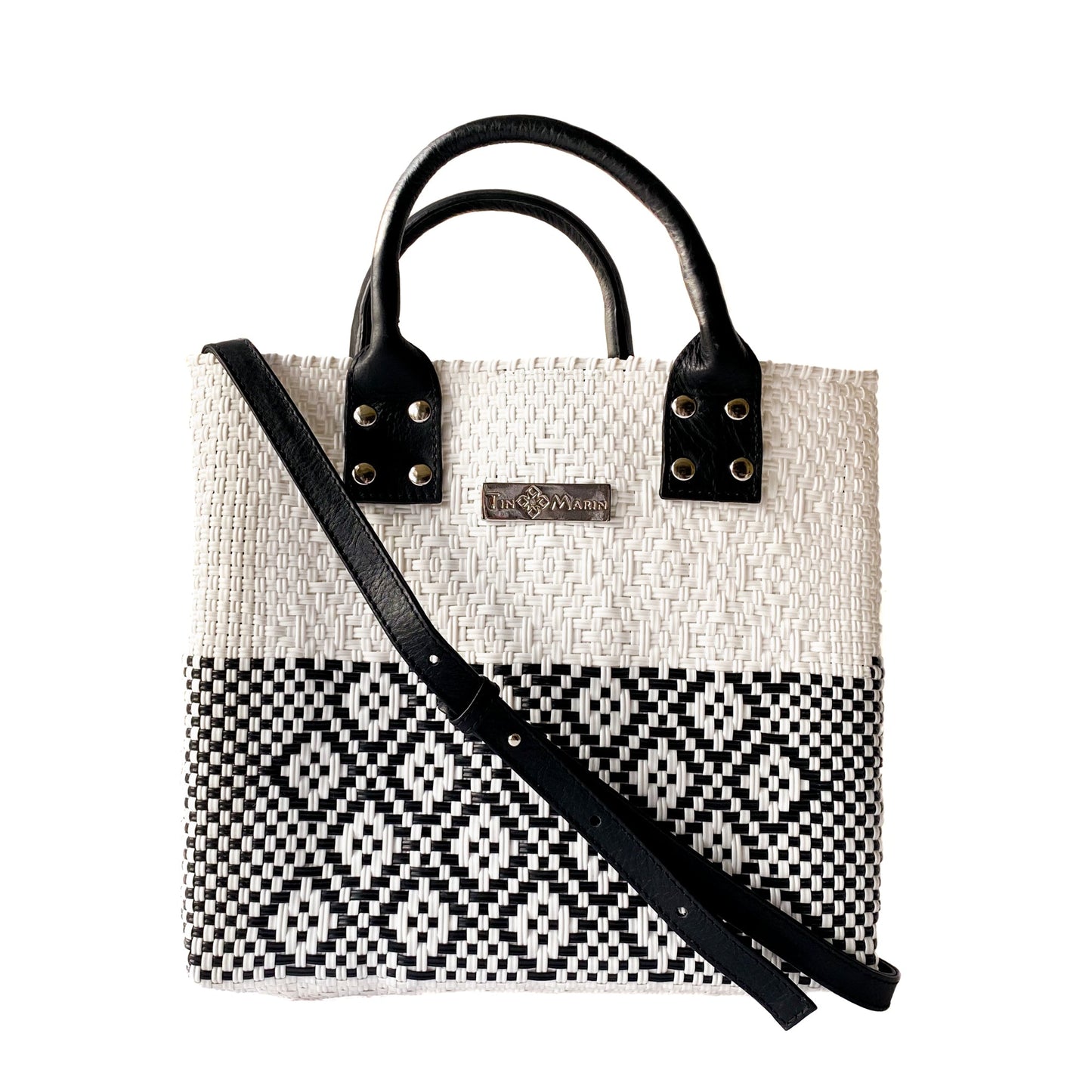 Tin Marin White Large Woven Crossbody Bag - Leather