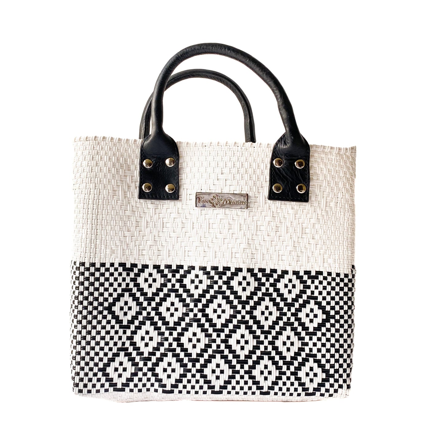 Tin Marin White Large Woven Crossbody Bag - Leather