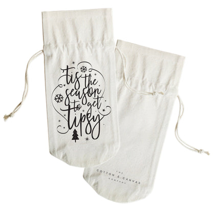 The Cotton and Canvas Co. Tis the Season to Get Tipsy Christmas Cotton Canvas Wine Bag
