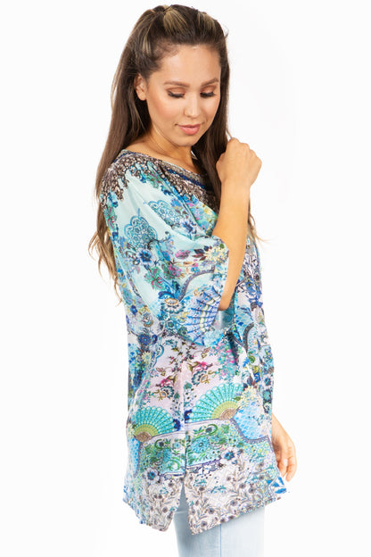 Sakkas Marina Floral Women's Blouse - Short Sleeve Tunic