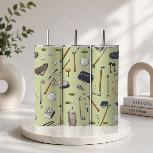 Golf Equipment Pattern Tumbler – Golf Lover Sports Theme Drinkware