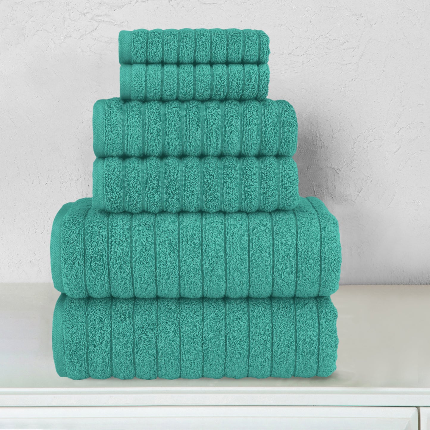Elegant Comfort 6-Piece Turkish Cotton Corduroy Towel Set, 2 Washcloths, 2 Hand Towels and 2 Bath Towels