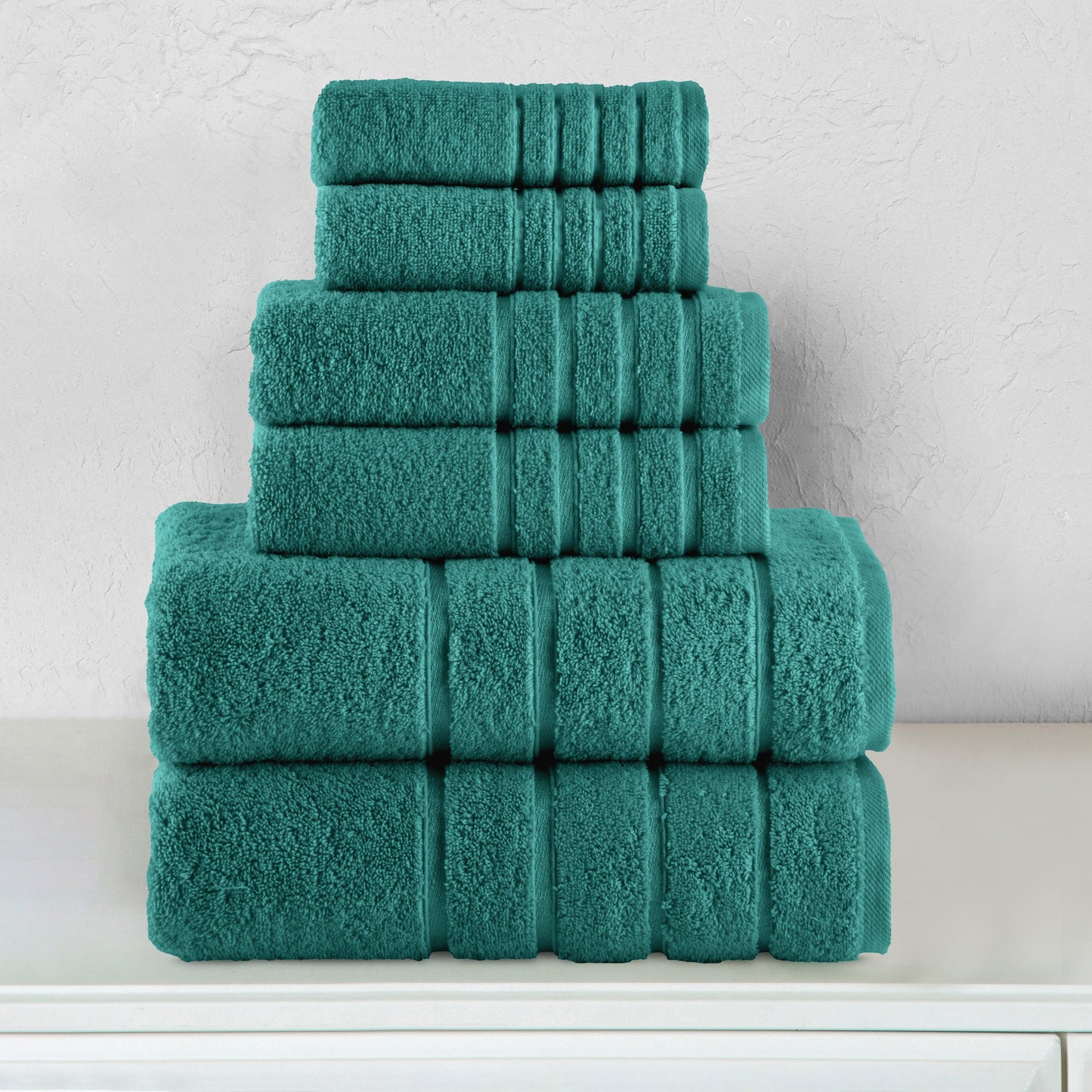 Elegant Comfort 6-Piece Turkish Cotton 4 Lines Stripe Towel Set, 2 Washcloths, 2 Hand Towels and 2 Bath Towels