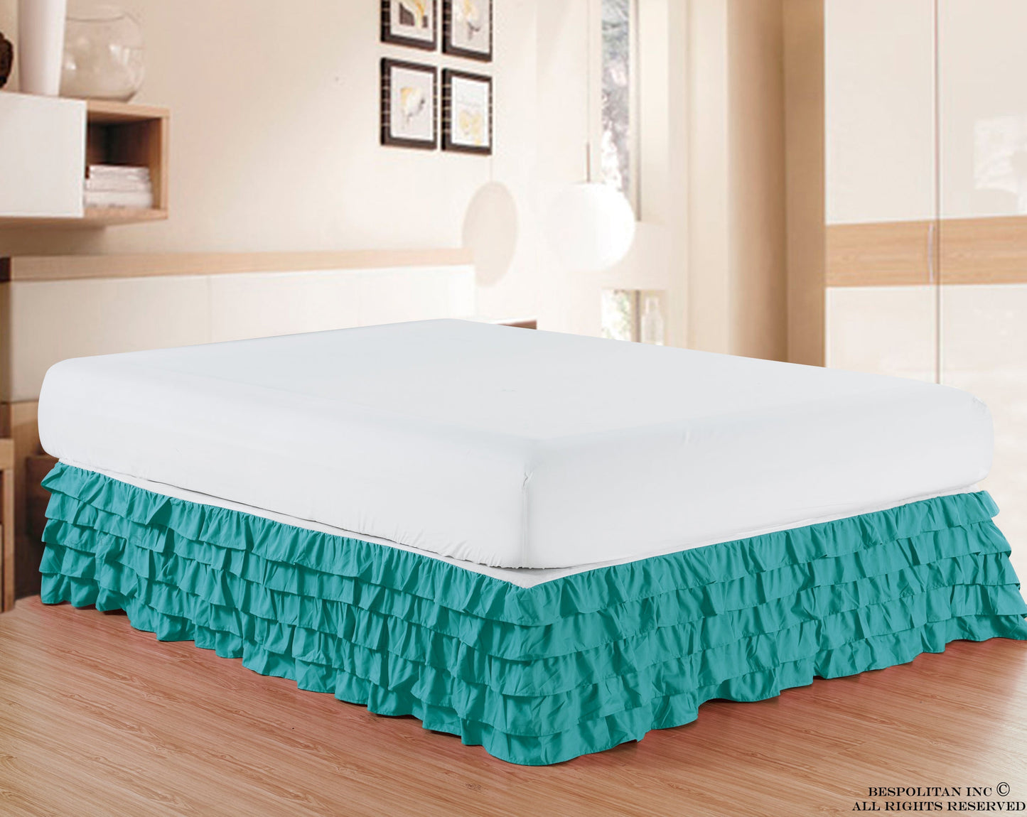Mocassi Luxurious 1500 Series Egyptian Quality Microfiber 1-Piece Multi-Ruffle Bed Skirt 15 inch Drop