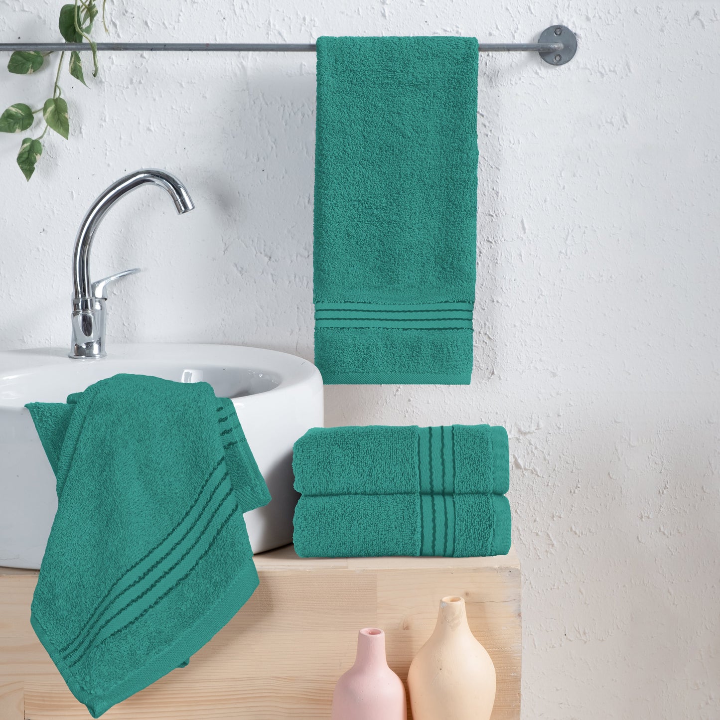 Elegant Comfort 4 Pack Premium Turkish Cotton Hand Towel Set, 16 x 28 inch
