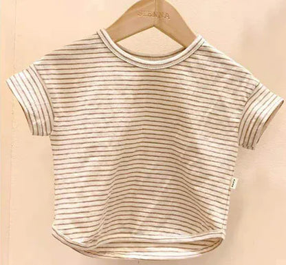 Striped Short Sleeve T-Shirt for Baby Boys and Girls