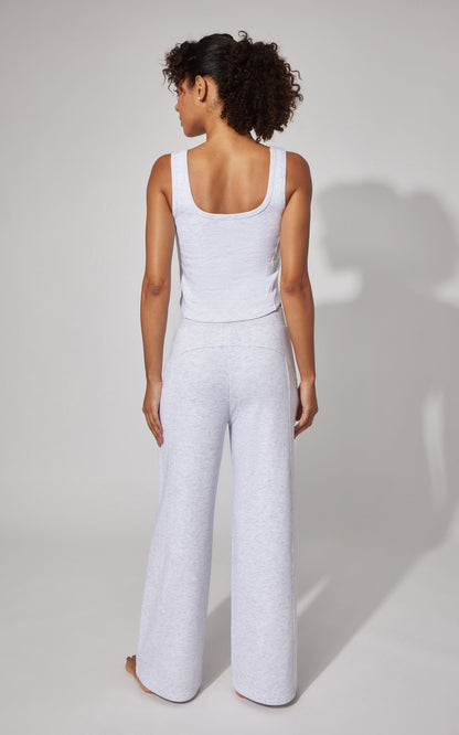 Terry Corset Tank & Fleece Wide Leg Pant Set